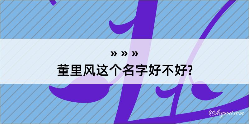 董里风这个名字好不好?