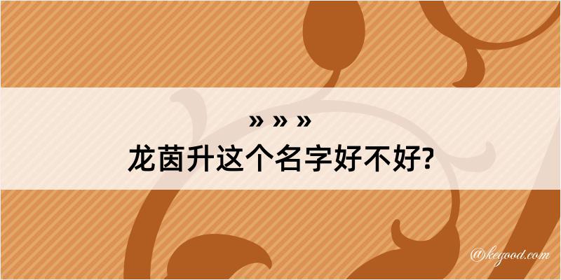 龙茵升这个名字好不好?