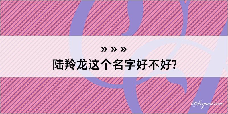 陆羚龙这个名字好不好?