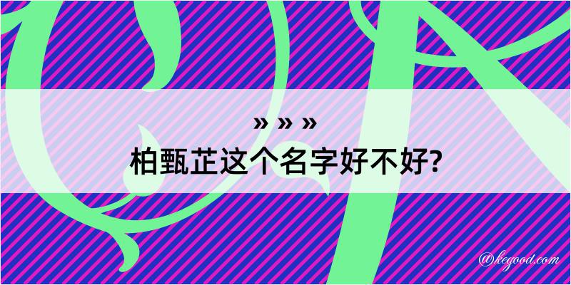 柏甄芷这个名字好不好?