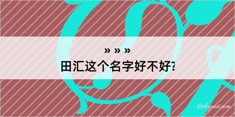 田汇这个名字好不好?