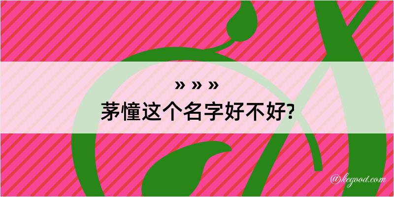 茅憧这个名字好不好?