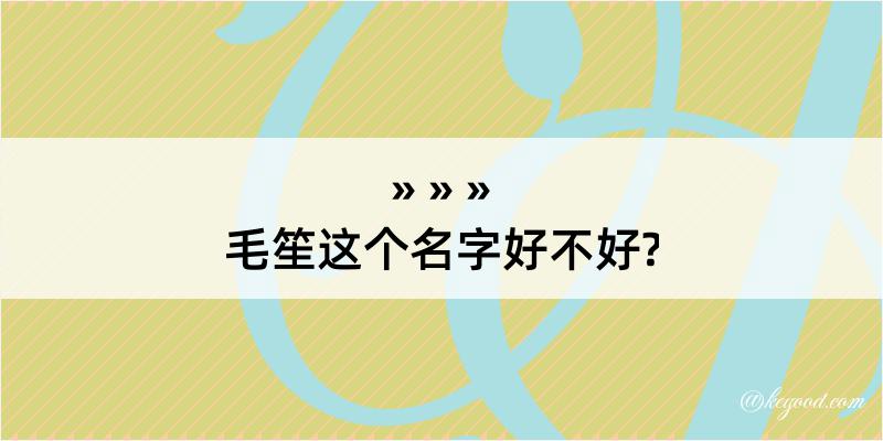 毛笙这个名字好不好?