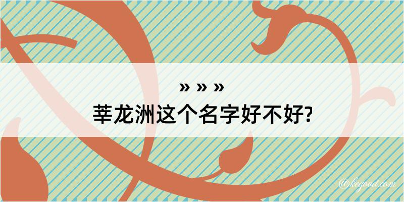 莘龙洲这个名字好不好?