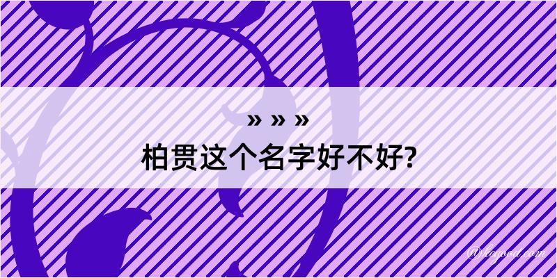 柏贯这个名字好不好?