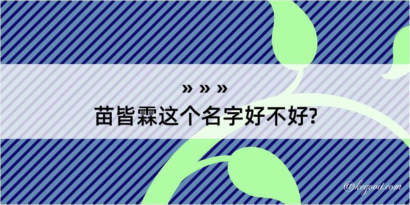 苗皆霖这个名字好不好?