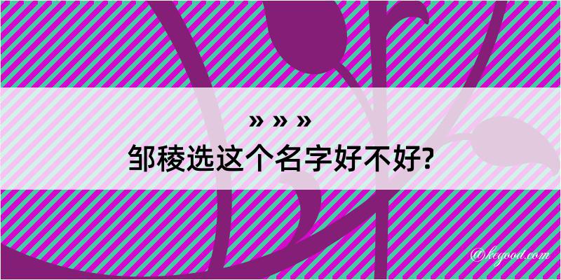 邹稜选这个名字好不好?