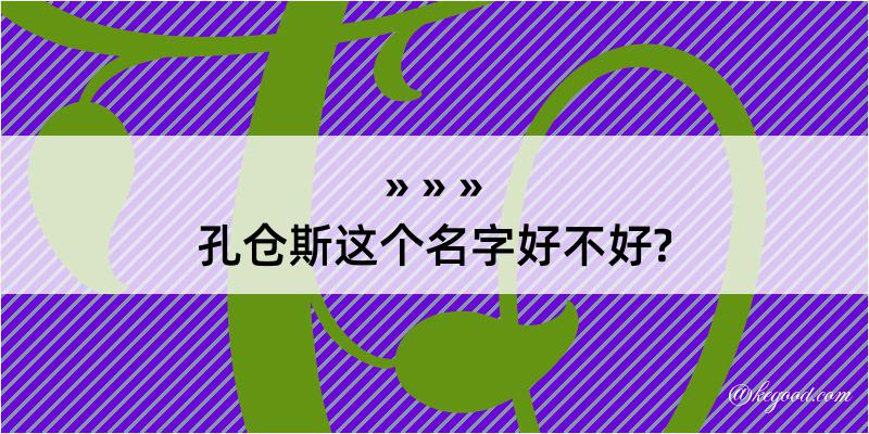 孔仓斯这个名字好不好?