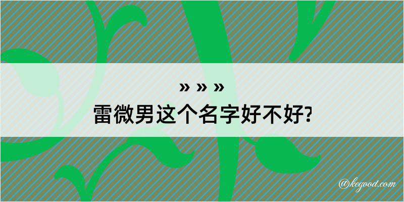 雷微男这个名字好不好?