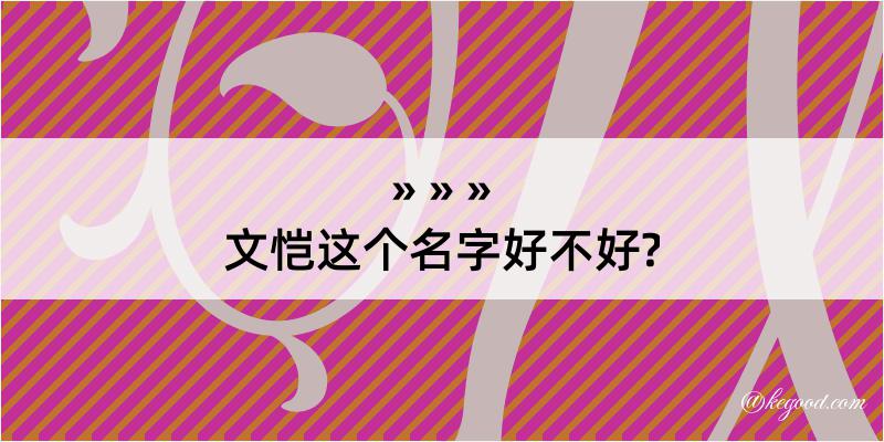 文恺这个名字好不好?