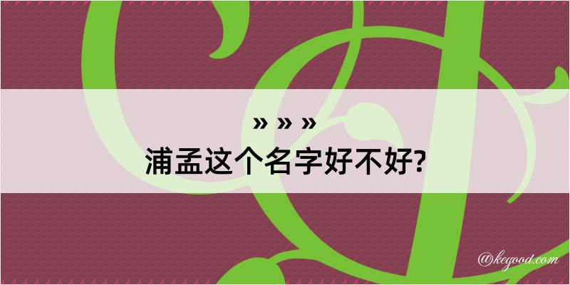 浦孟这个名字好不好?