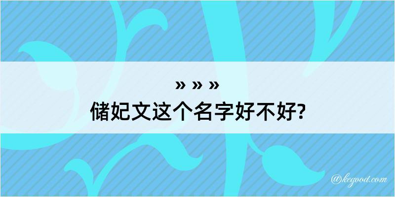 储妃文这个名字好不好?