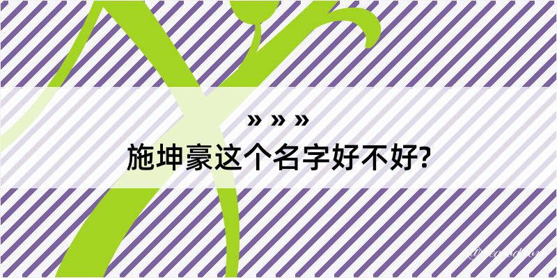 施坤豪这个名字好不好?