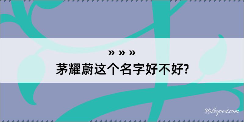 茅耀蔚这个名字好不好?