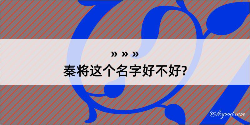 秦将这个名字好不好?