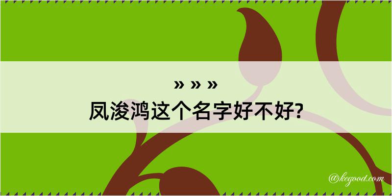 凤浚鸿这个名字好不好?