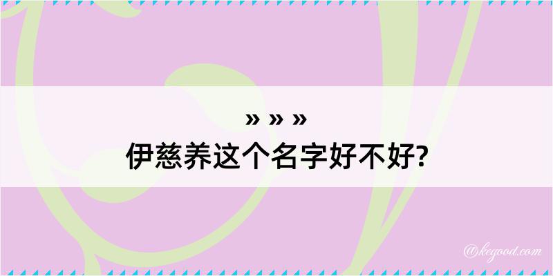 伊慈养这个名字好不好?