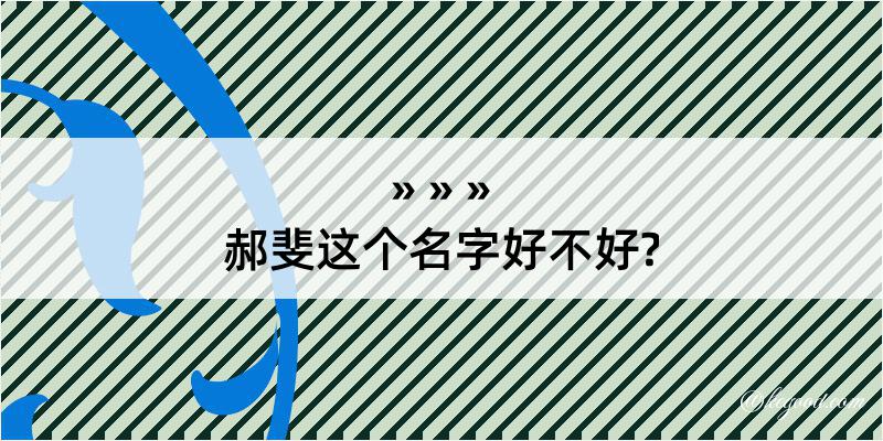 郝斐这个名字好不好?