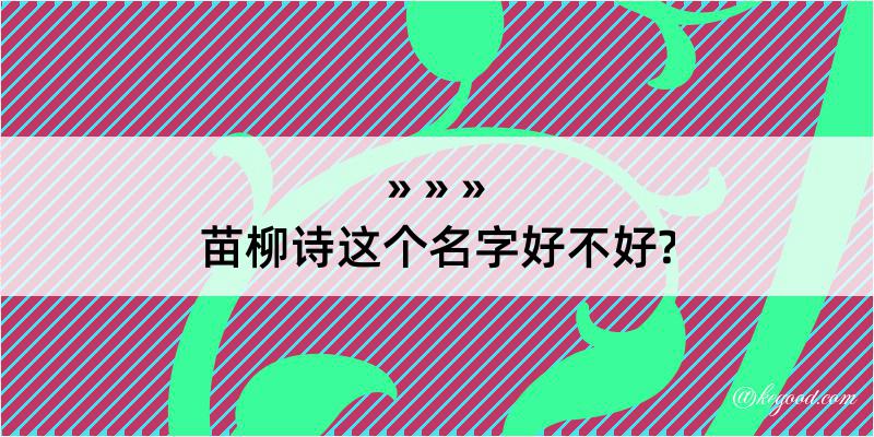 苗柳诗这个名字好不好?