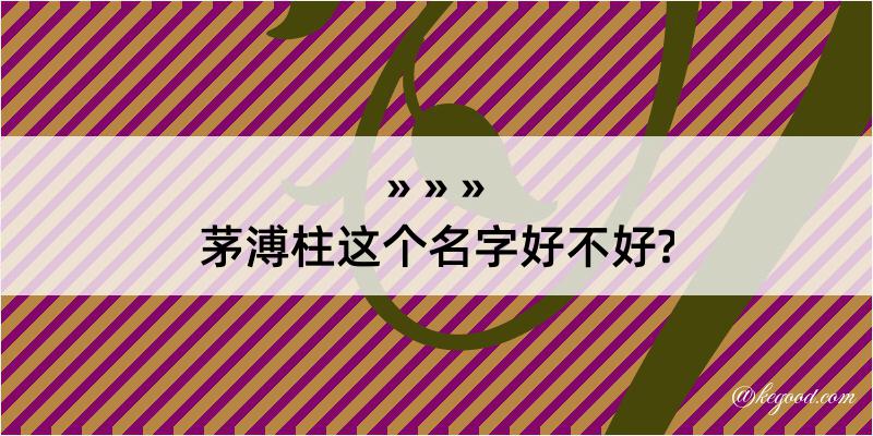 茅溥柱这个名字好不好?