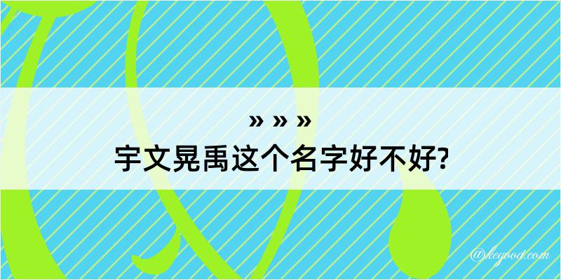 宇文晃禹这个名字好不好?