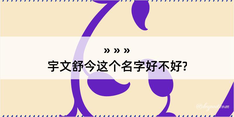 宇文舒今这个名字好不好?