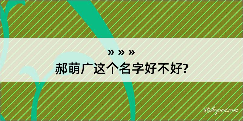 郝萌广这个名字好不好?