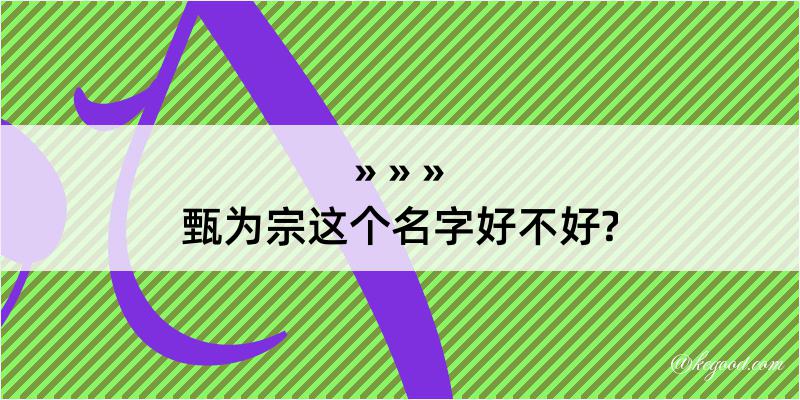 甄为宗这个名字好不好?