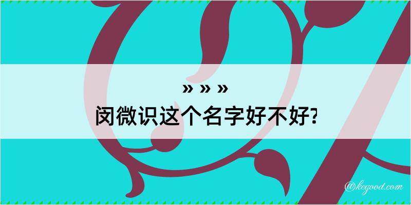 闵微识这个名字好不好?