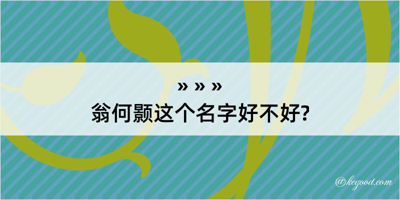 翁何颢这个名字好不好?