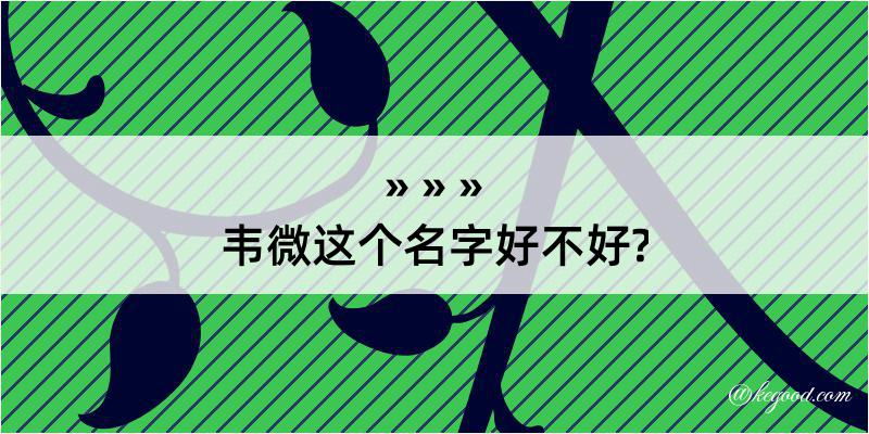 韦微这个名字好不好?