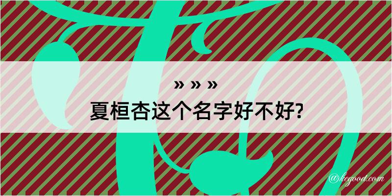 夏桓杏这个名字好不好?