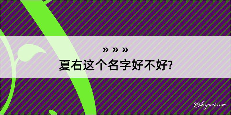 夏右这个名字好不好?