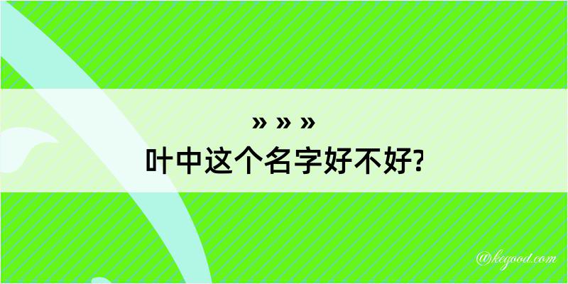 叶中这个名字好不好?