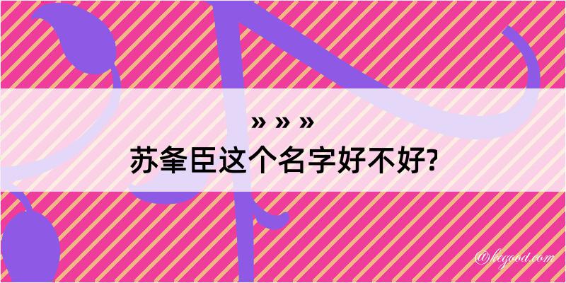 苏夆臣这个名字好不好?