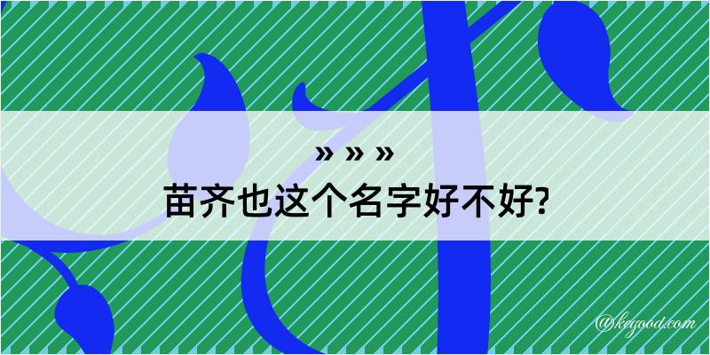 苗齐也这个名字好不好?