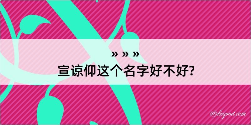 宣谅仰这个名字好不好?