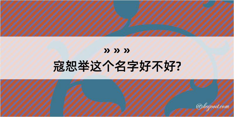 寇恕举这个名字好不好?