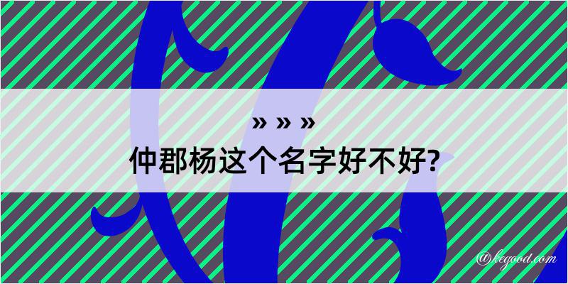 仲郡杨这个名字好不好?