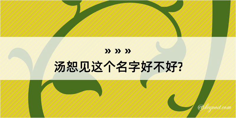 汤恕见这个名字好不好?