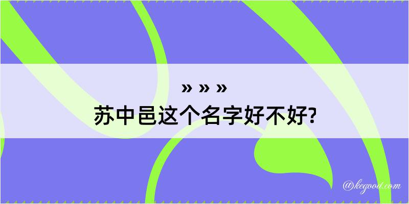 苏中邑这个名字好不好?