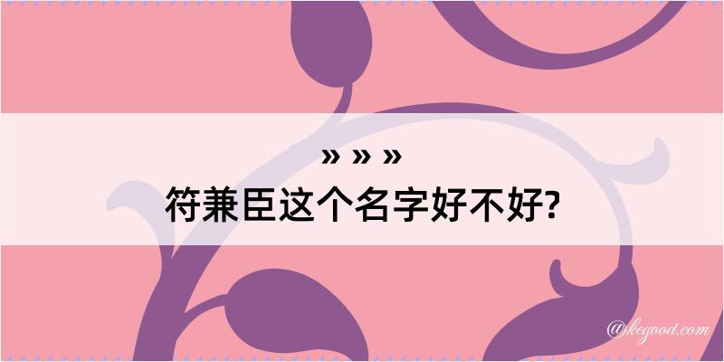 符兼臣这个名字好不好?