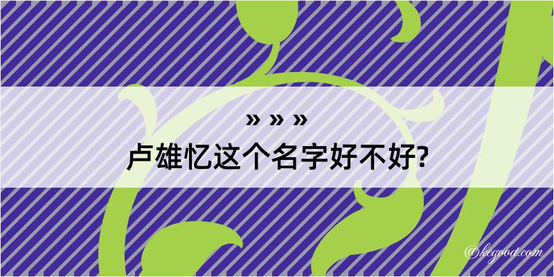 卢雄忆这个名字好不好?