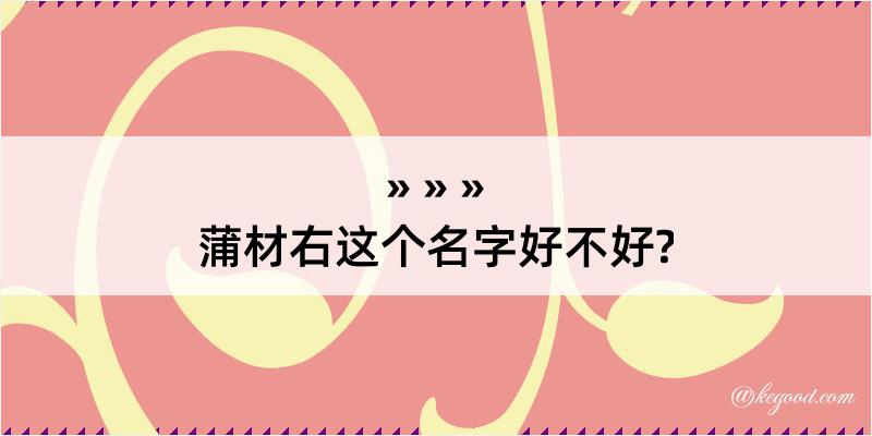 蒲材右这个名字好不好?