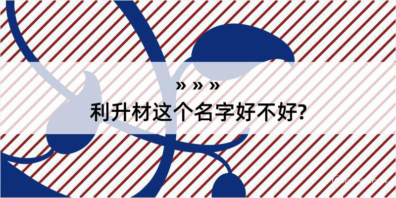 利升材这个名字好不好?