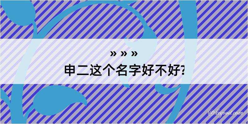 申二这个名字好不好?