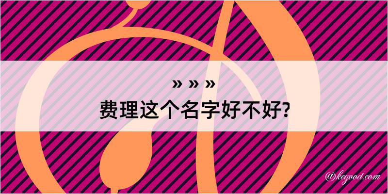 费理这个名字好不好?