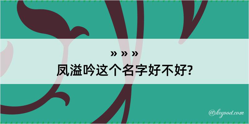 凤溢吟这个名字好不好?