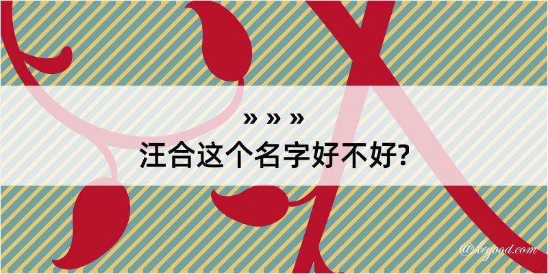 汪合这个名字好不好?