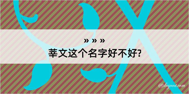 莘文这个名字好不好?